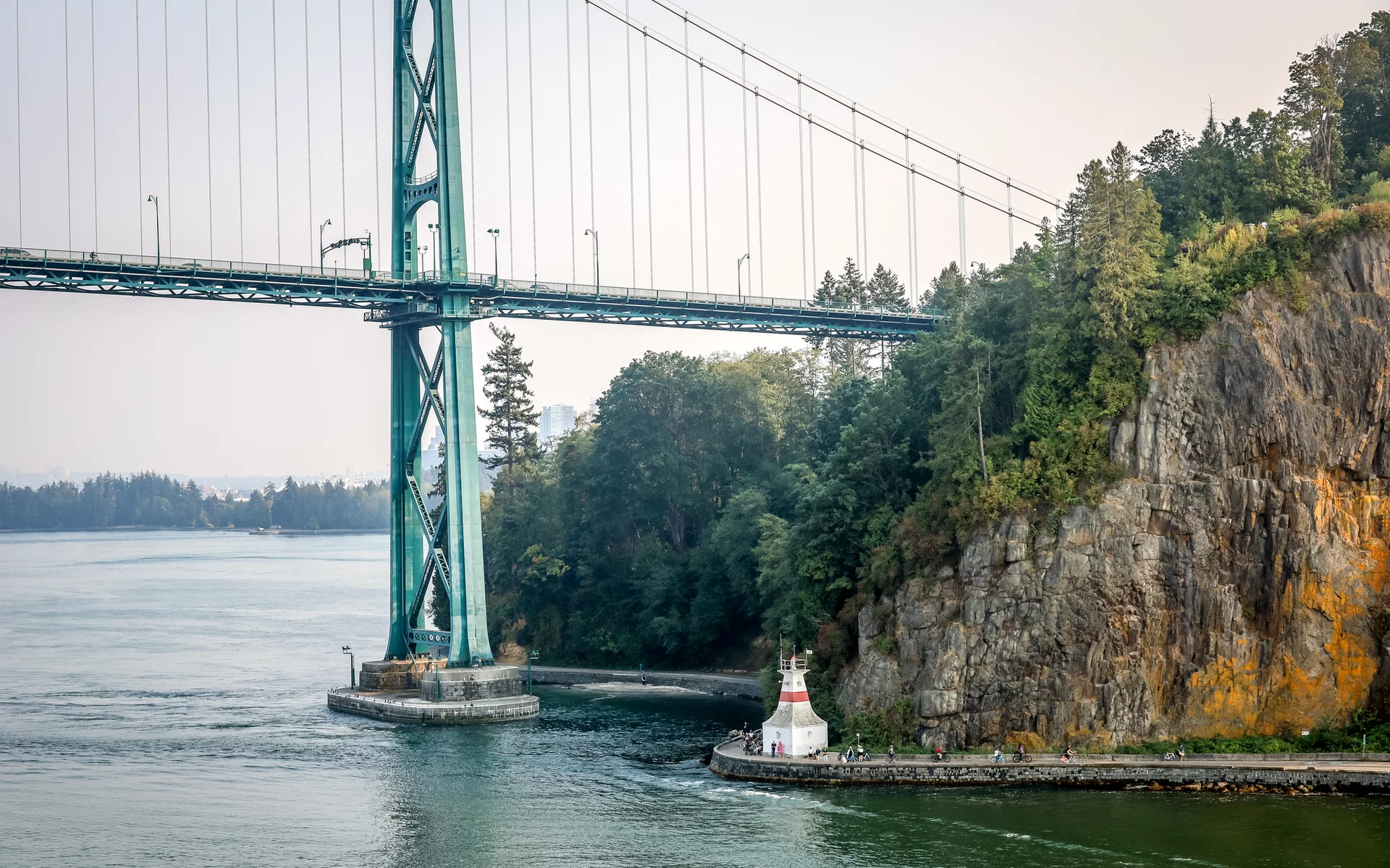Lions Gate Bridge over the water in Vancouver