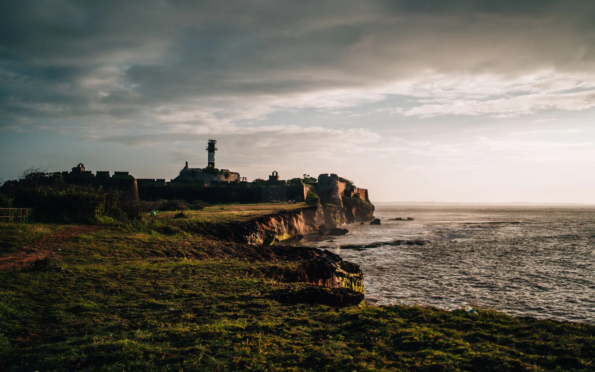 Diu Fort on the coast at sunset