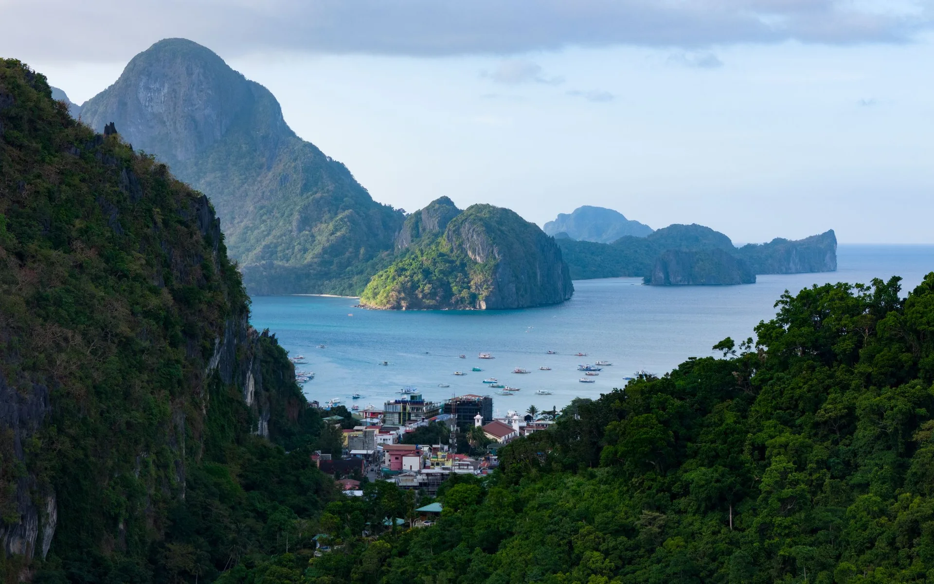 Green Islands and Blue Sea near El Nido on Palawan