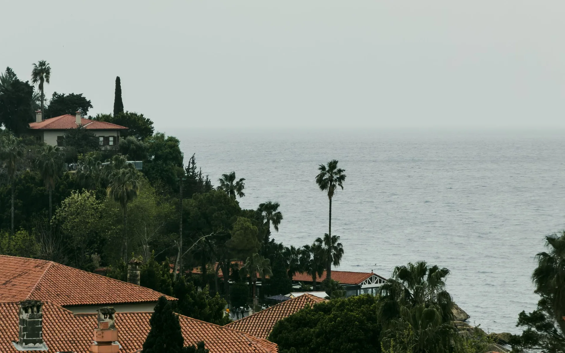 Roofs of Antalya overlooking the Mediterranean Sea